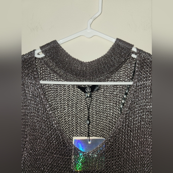 Nwt missguided distressed tab neck sleeveless gunmetal tank size us 6 - Picture 3 of 5